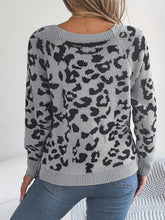 Load image into Gallery viewer, Leopard Buttoned Square Neck Sweater
