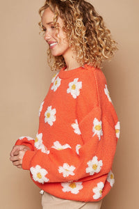 Daisy Pattern Drop Shoulder Sweater