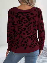 Load image into Gallery viewer, Leopard Buttoned Square Neck Sweater
