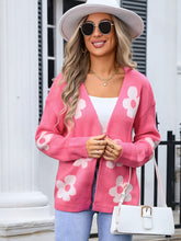 Load image into Gallery viewer, Flower Open Front Long Sleeve Cardigan
