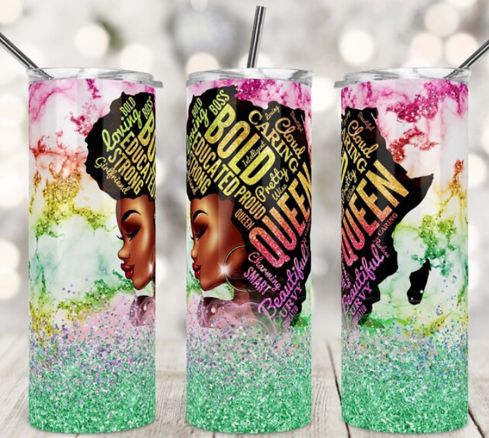 Queen Africa Tumbler- Pink/Green